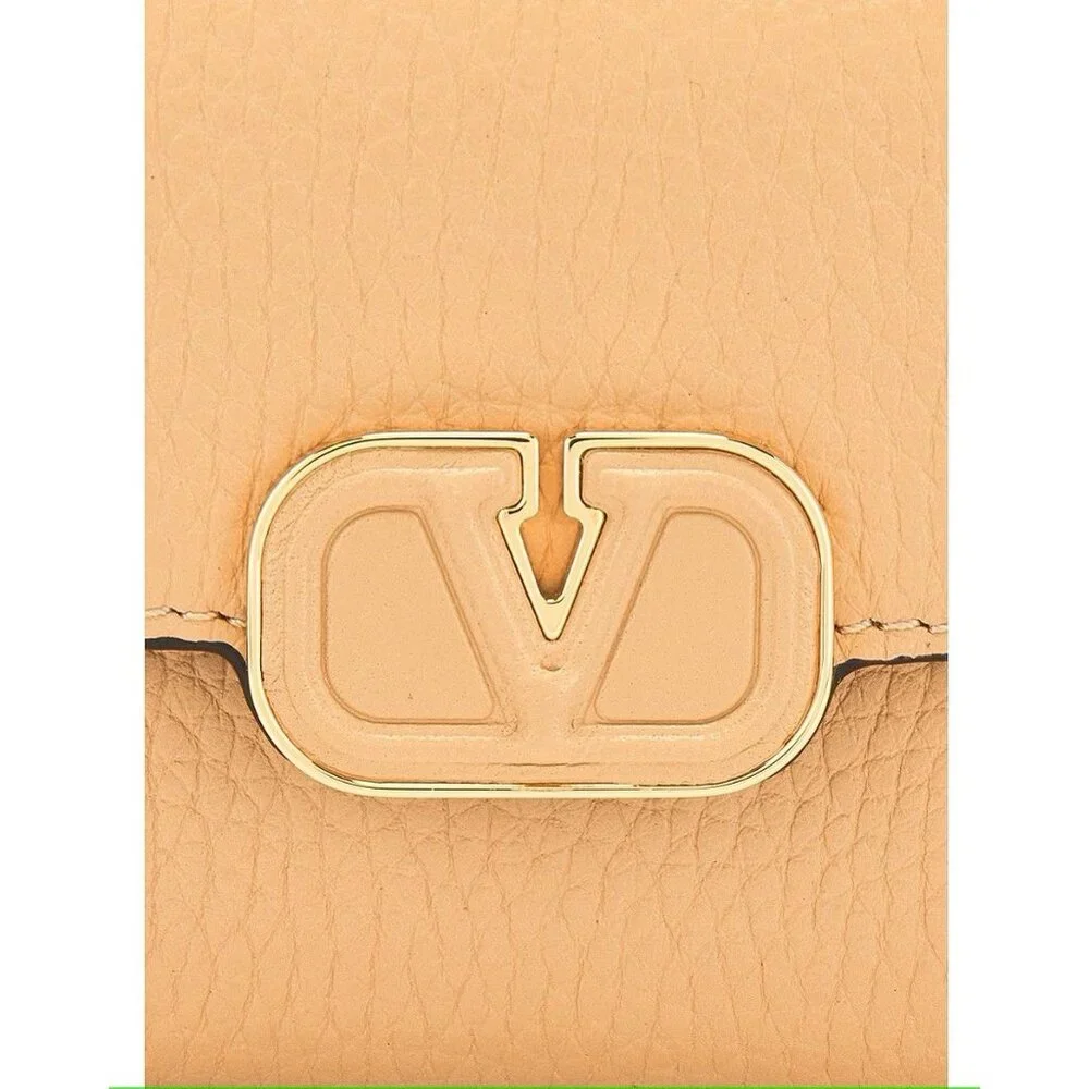 Valentino Garavani V Logo Card Case in Cappuccino Womens Leather Wallet